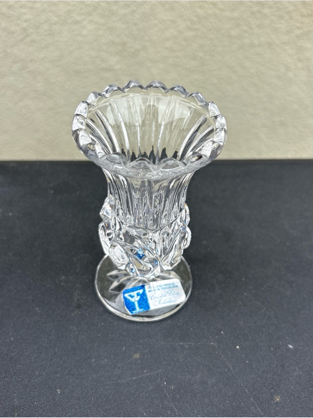 Vintage Crystal Clear Industries 4” Tall 24% Lead Crystal Vase-Yugoslavia